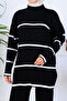 Ribbed Striped Knitwear Set H25301 Black - 2
