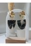 Black Shiny Glitter Night Party Women Earrings Marble Bone Pattern Polymer Clay Earrings Handmade - 7