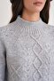 6855 Women's Stand Collar Braided Knit Sweater Gray - 5