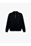Long Sleeve Viscose Blended Half Zip Sweater - 3