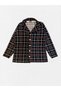 Boy's Cotton Suede Fabric Navy Blue Plaid Patterned Shirt Collar Button-Down Winter Pajama Set - 6