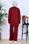 Bow Detailed Knitwear Set S1106 Claret Red - 4