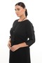 ROCHIE NEGRĂ DETALIATĂ 3D, LUNGĂ, STILĂTĂ ETS7215 - 2