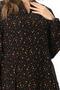 Long Sleeve Fahriye Flannel Star Pattern V-Neck Short Autumn and Winter Dress Black Syh - 3