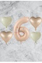 Sand Beige Number Heart Foil Balloon Set Age 6