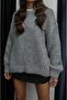 Gray Thick Knitted Crew Neck Sweater - 5