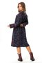 Long Sleeve Firdevs Square Neck Pocket Detail Short Winter Flannel Dress Floral Pattern Navy Blue Lcvt - 2