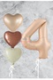Sand Beige Heart Number Foil Balloon Set 4 Years Old