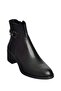 V555311503 Black Genuine Leather Low Heel Women's Boots - 5
