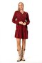 Long Sleeve Alara Floral Patterned V-Neck Flannel Short Winter Dress Burgundy Brd - 4