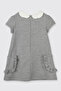 Baby Girl Collar Detailed Knitted Gray-Melange Dress - 2