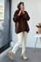 Premium Oversize Women's Sweatshirt with Pleated Detail on the Sleeves – Brown - 7