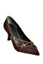 V820975004 Brown Fabric Thin Heeled Shoes with Staple Detail - 5