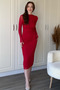 Drapeli Long Sleeve Red Midi Tulle Dress - 8