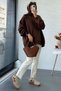 Premium Oversize Women's Sweatshirt with Pleated Detail on the Sleeves – Brown - 8