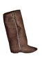 V380526402 Brown Suede Flat Sole Zipper Detailed Women's Boots - 5