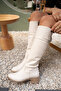 Daniel Beige Leather Buckle Detailed Women's Boots - 2