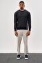 Men's Regular Fit Vanize Knitted Cotton Crew Neck Navy Blue Knitwear Sweater - 2