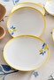 6-Piece Lemon Patterned Premium Porcelain Dinner Plate Set |   Mediterranean Themed Presentation Plate & Dowry Set 20 cm
