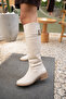 Daniel Beige Leather Buckle Detailed Women's Boots