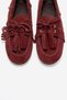 Fenora Burgundy Suede Genuine Leather Fringed Tassels Women Loafer Shoes - 2