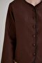 Women's Crew Neck Buttoned Padded Seasonal Brown Quilted Coat - 8