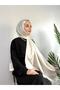 Triangle Pattern Shiny Jacquard Shawl Cream - 3