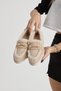Women's Beige Thermo Sole Fur Detailed Suede Look Buckled Casual Loafer Shoes - 4