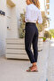 Women's Black Carrot Linen Trousers 700-3118 - 6