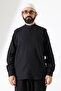 Men's Muslin Judge Collar Long Sleeve Buttoned Hajj Umrah Shirt - Black (Ans) - 4