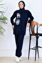 Embroidery Detailed Knitwear Set S1120 Navy Blue