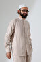 Men's Muslin Hakim Collar Long Sleeve Buttoned Hajj Umrah Shirt - Beige (Ans) - 2