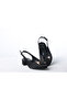 3 cm Black Satin Stone Back Open Heeled Women's Shoes