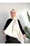 Triangle Pattern Shiny Jacquard Shawl Cream - 4