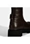 Women's Brown Thick Soled Leather Boots - 6