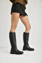 Women's Black Thermo Sole Zippered Boots - 2
