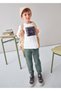Boy's Long Sleeve T-Shirt |   100% Cotton, Cream Color, Hologram, 4-10 Years Old, Crew Neck - 2