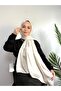 Triangle Pattern Shiny Jacquard Shawl Cream - 2