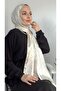 Triangle Pattern Shiny Jacquard Shawl Cream - 5