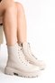 Women's Leather Boots with Laces and Zipper - 5