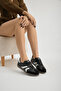 Women's Black and White Thermo Sole Lace-Up Sneakers - 2