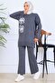 Embroidery Detailed Knitwear Set S1120 Anthracite - 2