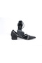 3 cm Black Satin Stone Heeled Women's Shoes - 3