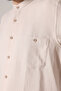 Men's Muslin Hakim Collar Long Sleeve Buttoned Hajj Umrah Shirt - Beige (Ans) - 6