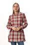 Women's Şile Cloth High Neck Summer Tunic Red Navy Blue Plaid 3057