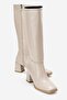 Simple Blunt Toe Heeled Women's Boots Beige Skin