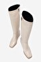 Simple Blunt Toe Heeled Women's Boots Beige Skin - 8