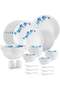 Opalware Dazzle Blue Swirl Dinner Set, 35Pcs, White