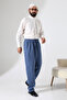 Men's Elastic Waist Pocket Hajj Umrah Muslin Pants - Blue (Ans) - 5