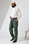 Men's Elastic Waist Pocket Hajj Umrah Muslin Pants - Green (Ans) - 4